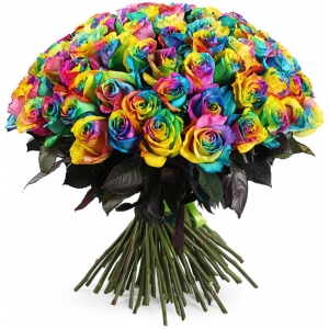 Пример букета из 101 радужной розы в Комсомольске-на-Амуре