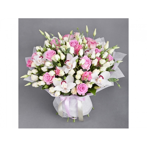 Купить букет «Нежность» из орхидеи, розы и лизиантуса в Комсомольске-на-Амуре