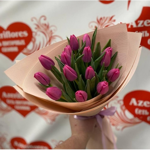 Купить букет из 15 тюльпанов с доставкой в Комсомольске-на-Амуре