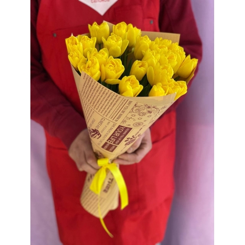 Купить букет из 25 жёлтых тюльпанов с доставкой в Комсомольске-на-Амуре